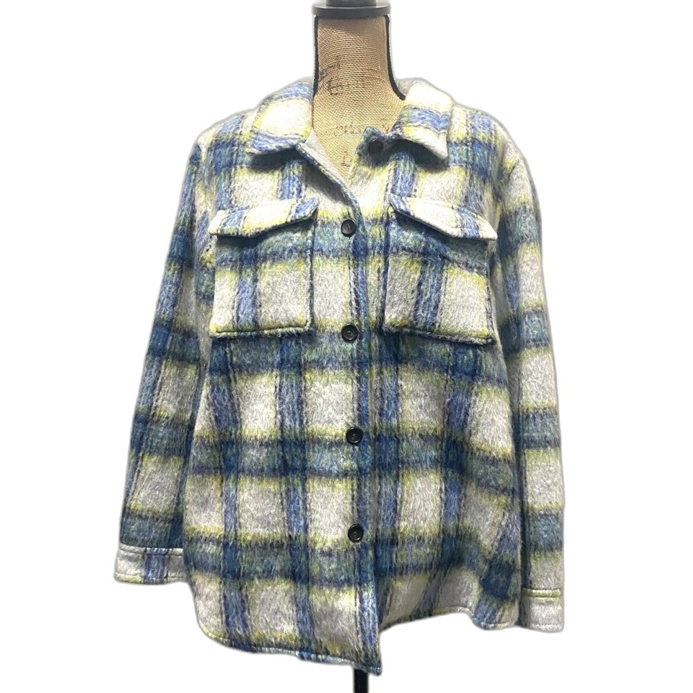 Rails Turner Plaid Shacket Cobalt Lime Smoke Wool Blend Heavy Shirt‎ Jacket XL